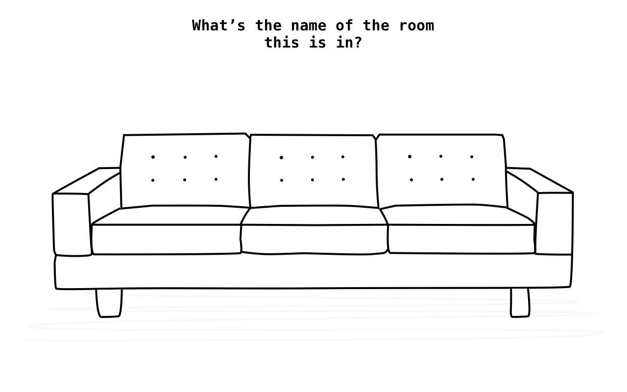 A couch, what room does it belong to?